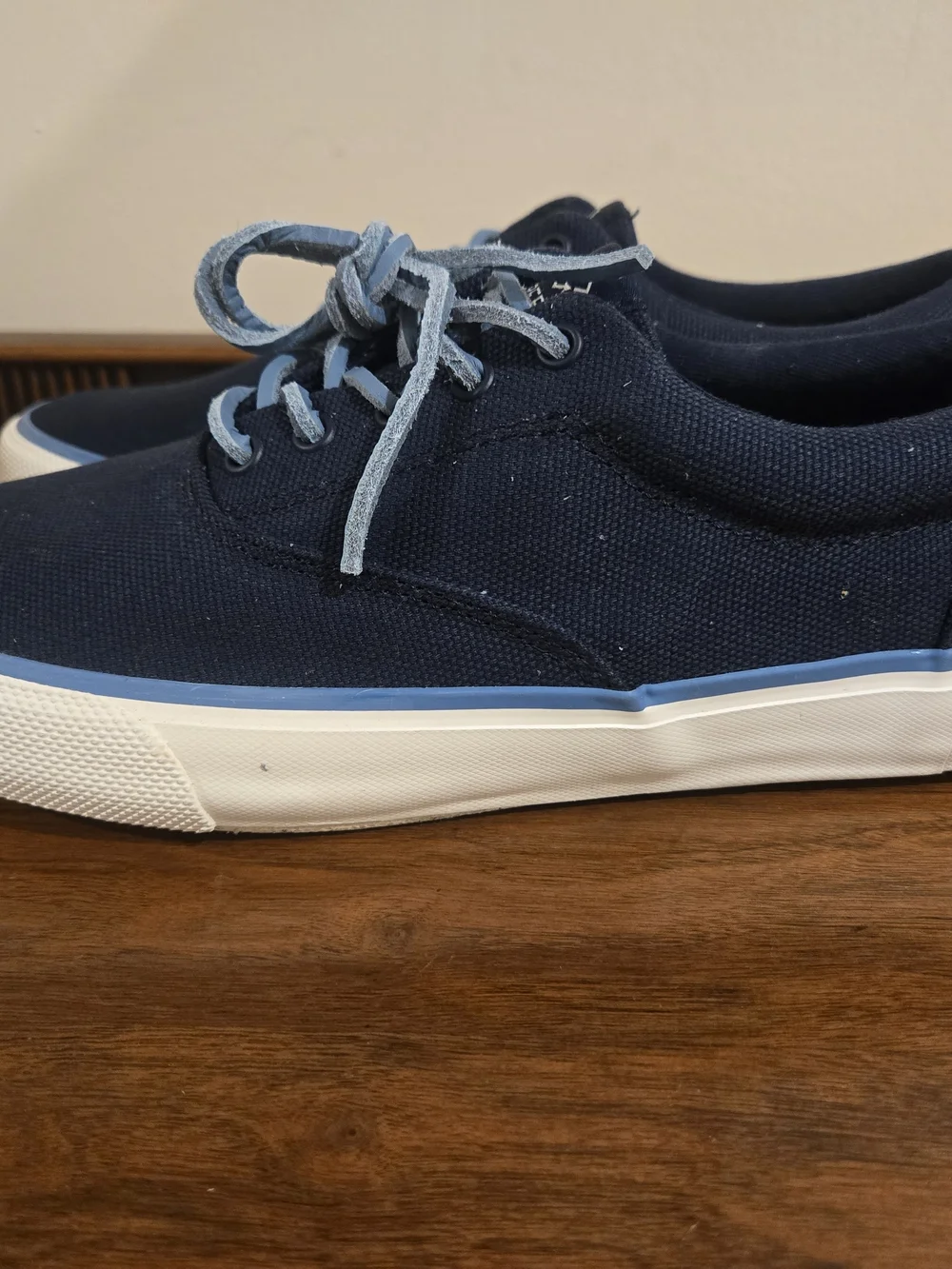 Sperry Men's Navy Canvas Boat Shoes with Light Blue Accents